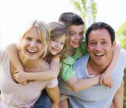 Happy family spending time together outside