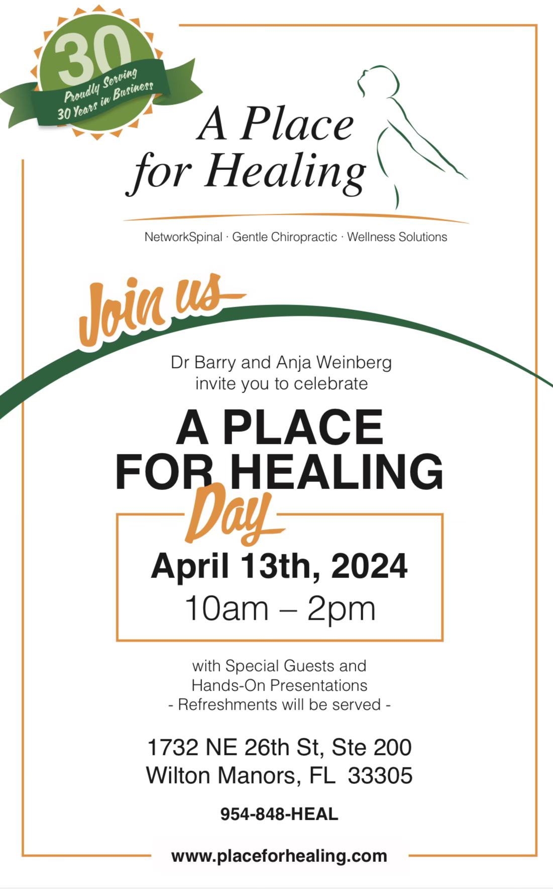 A Place for Healing Day - April 13th, 2024 - Celebrating 30 Years in Business